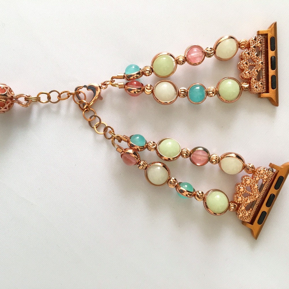 Brighton Style Rose Gold Pink Blue Green Wrist Watch Chain Band